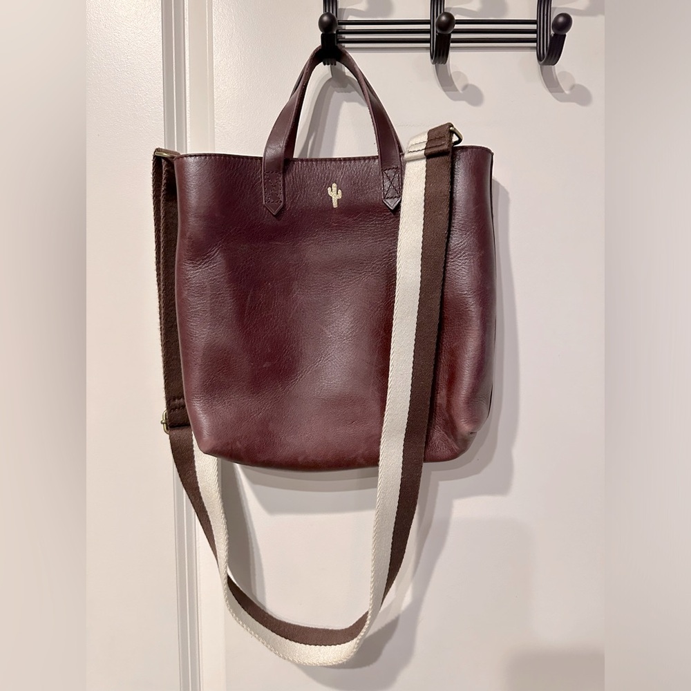 Madewell Zip-Top Transport Crossbody - Burgundy - Golden Cactus Embossed On